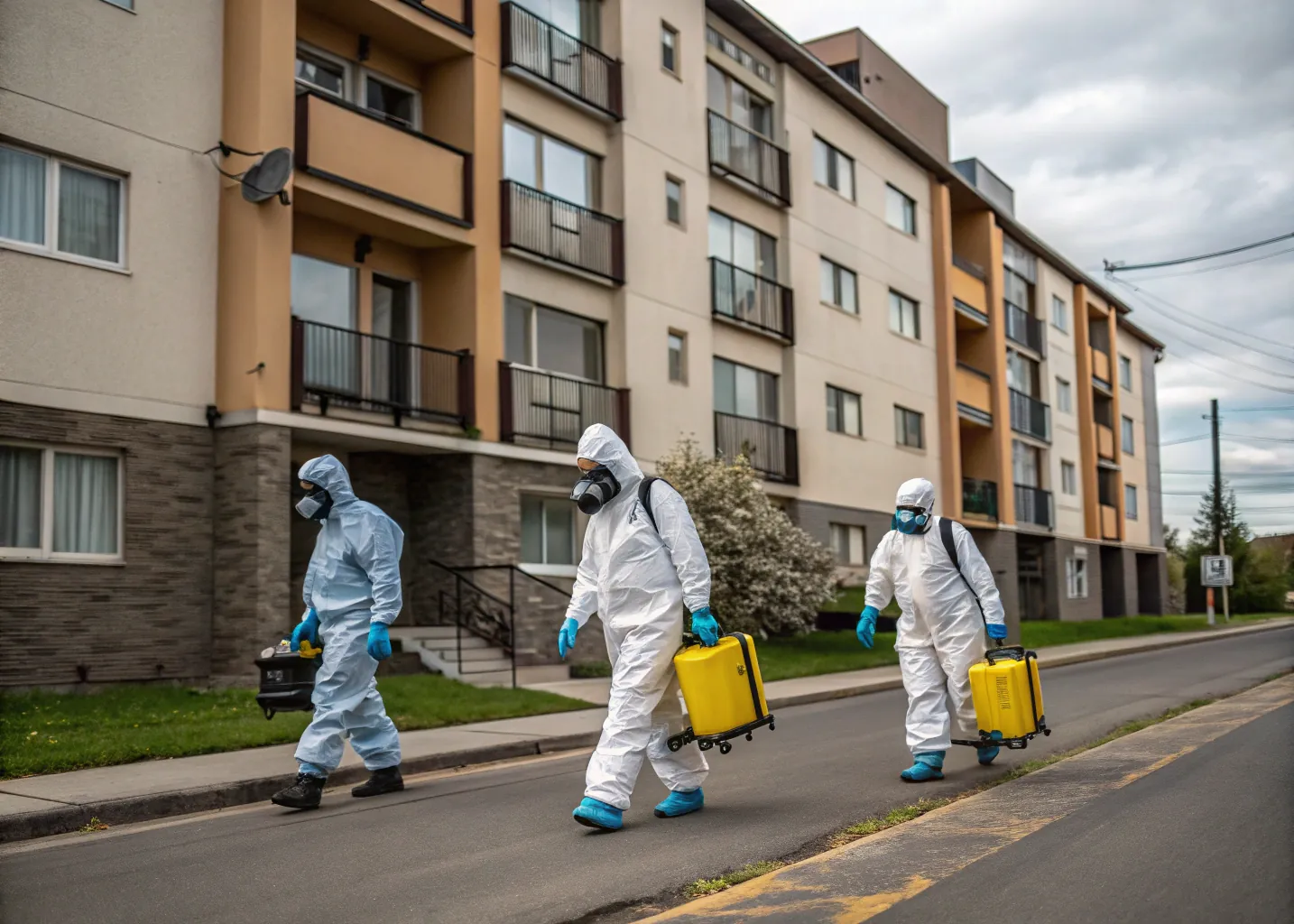 Team von Kammerjägern auf dem Weg zum Einsatz gegen Schädlinge